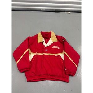 Vintage Starter San Francisco 49ers NFL Puffer Jacket Red Gold Men Large 90s